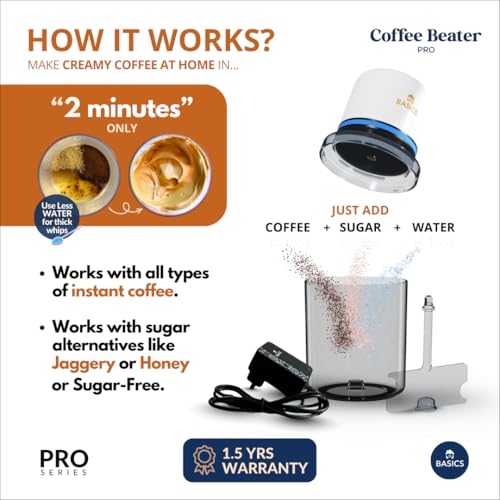Image of Coffee Beater - Automatic | Whipped Butter | Egg Beater | Pancake Mixer | Pakoda Batter, Electric 40 W, Yellow
