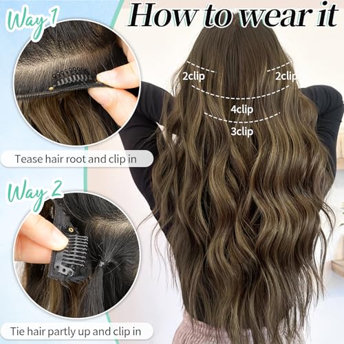 Image of KooKaStyle Hair Extensions 20 inch Balayage Chocolate Brown to Caramel Blonde