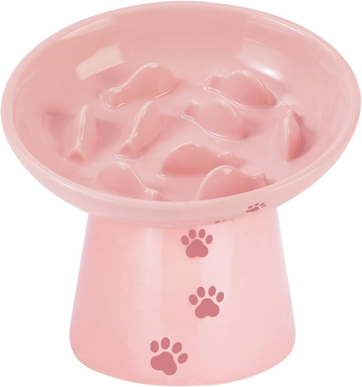Y YHY 6 Inches Cat Slow Feeder, Cat Food Bowl Elevated Dog Slow Feeder Bowl Ceramic