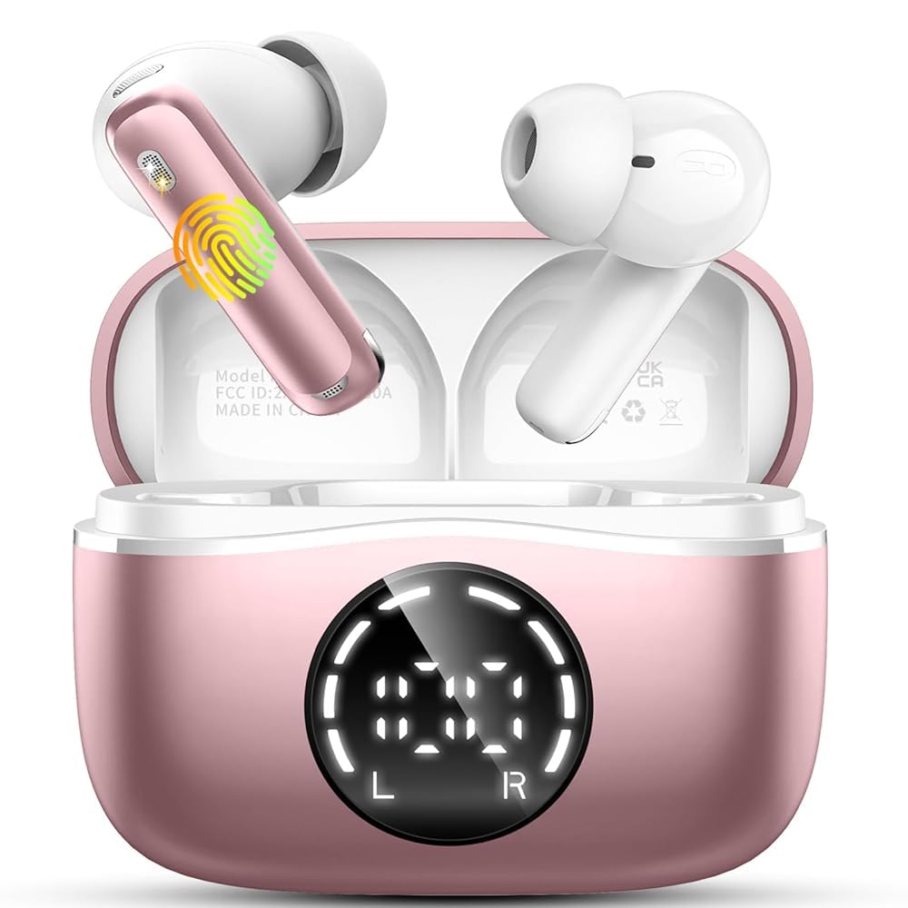 Auriculares Inalámbricos Bluetooth, Auriculares Bluetooth 5.4 HiFi Estéreo, 56H Cascos Inalambricos Bluetooth con ENC Reducción de Ruido, Pantalla LED, USB-C, Control Táctil, IP7 Impermeable Audifonos — view 16