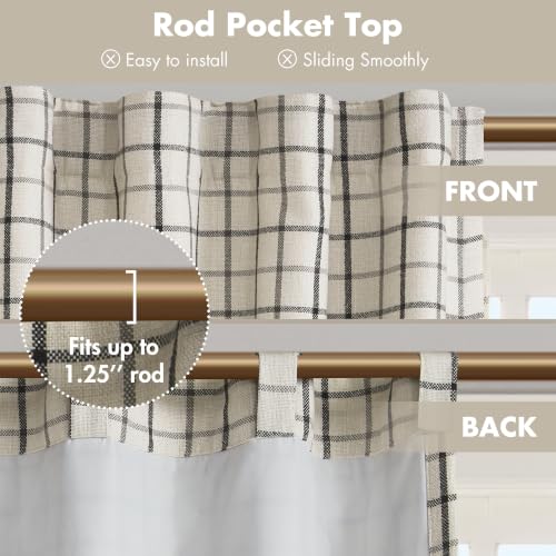 Image of Madison Park Plaid Window Curtain Thermal Insulated, 1 Panel, Black, 50 inch W x 84 inch L (Pack of 4)