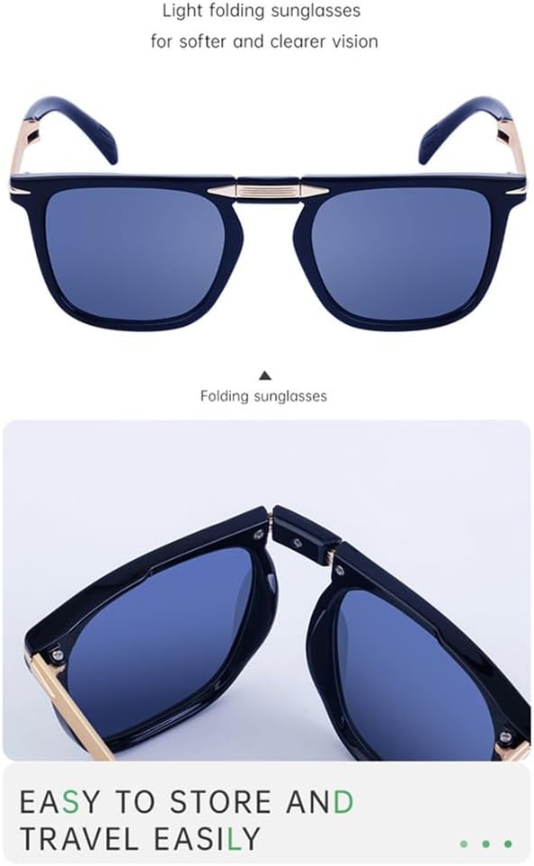 Foldable Women's Sunglasses Retro Metal Eyeglass Frame Men's Driving Eyewear UV400