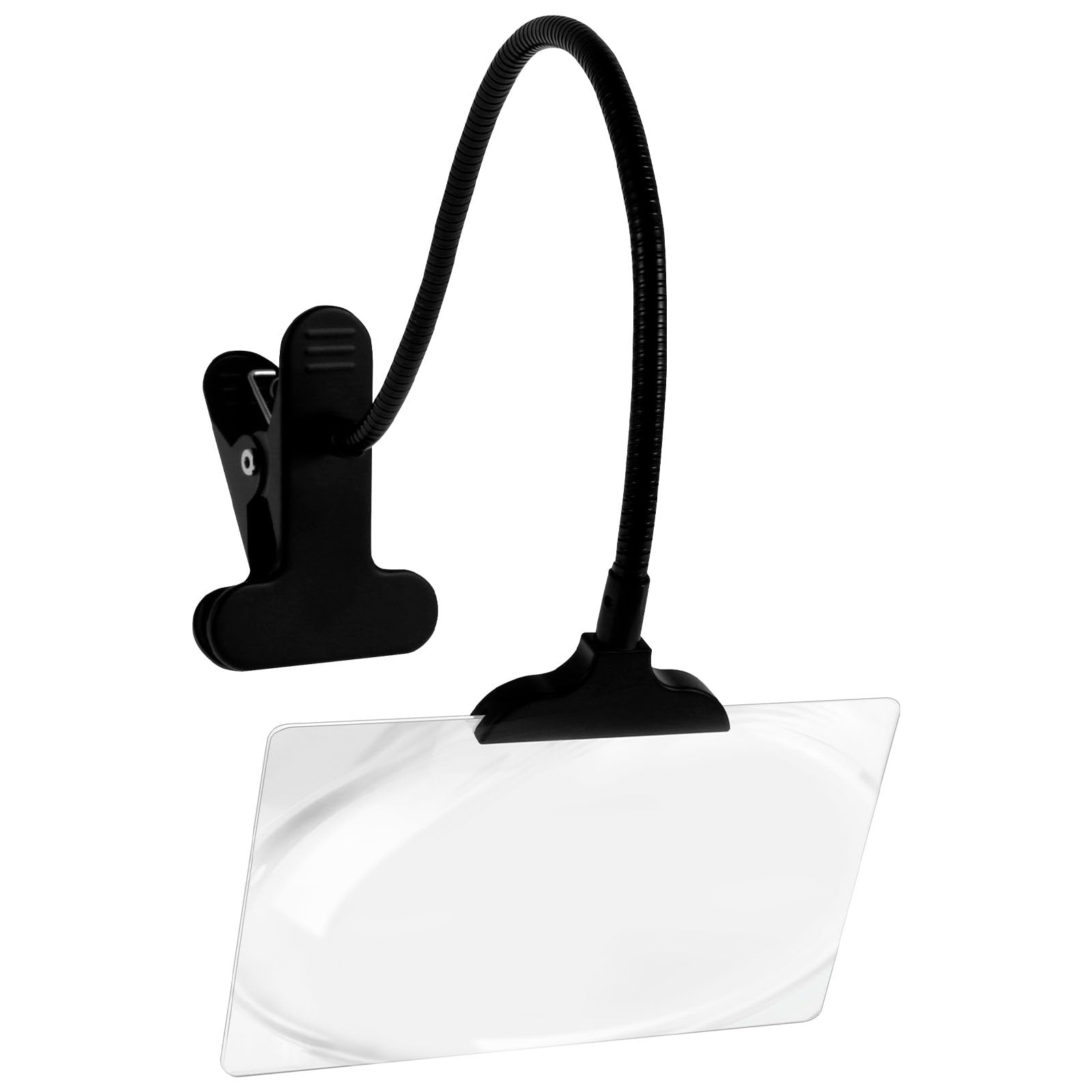 Nihuifdpy Black 5X Large Magnifying Glass With Clip Adjustable Flexible Gooseneck Clip On Magnifying Large Page Magnifier Reading Magnifier For Reading, Sewing, Crafts