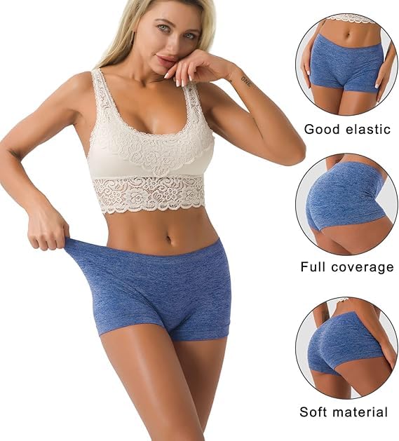 Image of Women's Boyshort Panties Seamless Nylon Underwear Stretch Boxer Briefs (3 Pack)