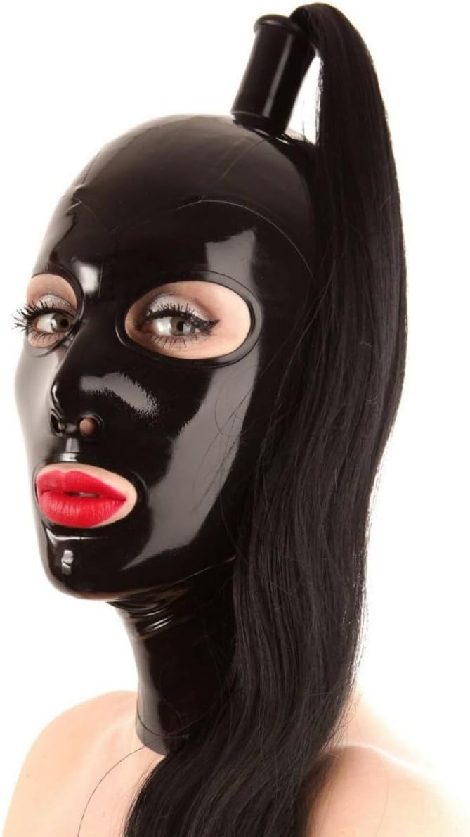 Latex Rubber Unisex Mask Hood Gummi 0.4mm with Tails for Party Bodysuits Wear