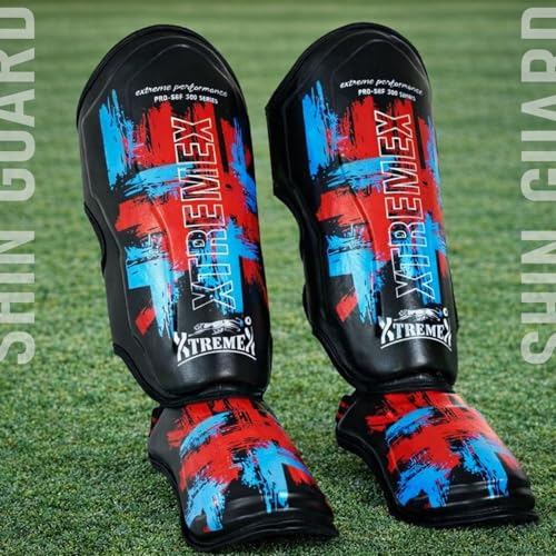 Image of Xtremex Defender Shin Instep Guard for MMA, Muaythai, Kickboxing (L /XL) | High-Impact Shin Protection, Kickboxing Instep Protectors, Adjustable Velcro Straps, Shin Guards for Men & Women