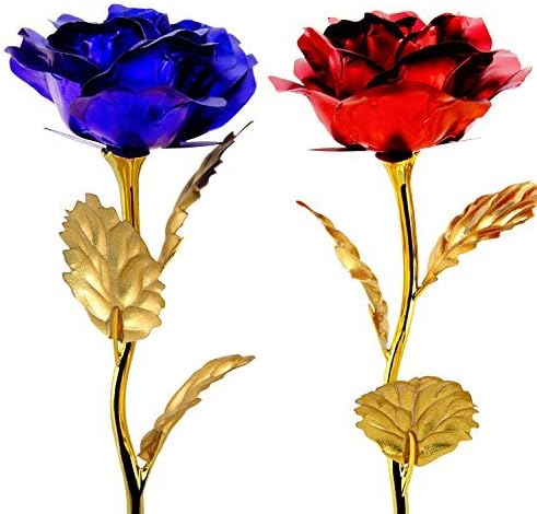 Unite Stone Gifts for Her 2pcs 24K Red&Blue Gold Rose，Roses Flowers for Mom Women from Daughter Son, Birthday, Anniversary, Valentines Day, Christmas for Women