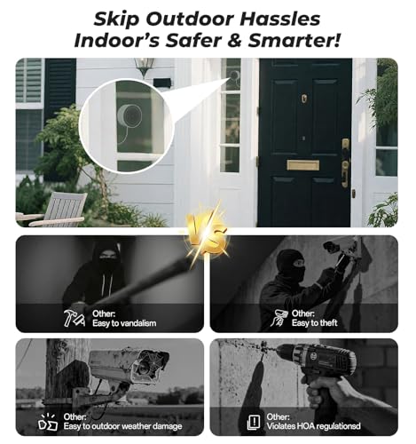 Image of 4MP 2K Window Security Camera, 5G & 2.4GHz WiFi Indoor Camera Wireless, Blacklight Color Night Vision Monitor Outside Window Cam Mount Glass, 24 /7 Recording AI Motion Detection, Quick Magnetic Install
