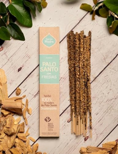 Sagrada Madre, Incienso Artesanal, Incienso Palo Santo con Fresias, Ideal para Meditación y Mindfulness, 8 Varillas