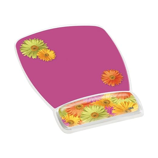 3M Precise Mouse Pad with Gel Wrist Rest, Fun Daisy Design (MW308DS) [OB]