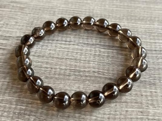 Bracelet perles de quartz fumé 8mm A++ véritable extensible