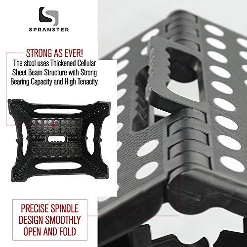 Spranster Super Strong Folding Step Stool - 11" - Sturdy Enough To Hold 300 Lb - Lightweight Foldable Step Stool For Adults And Kids - Opens With One Flip - Great For Kitchen, Bathroom And Bedroom #TOP4