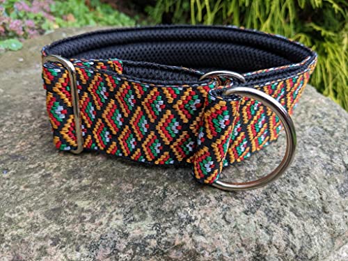 Zugstopp Halsband mit Polsterung, Martingale, gepolstert, 5 cm breit, Trainingshalsband, verstellbar, dog collar (bis 38cm Hals- 44cm Kopfumfang inkl 6cm Zugstopp, Metallteile: Stahl)