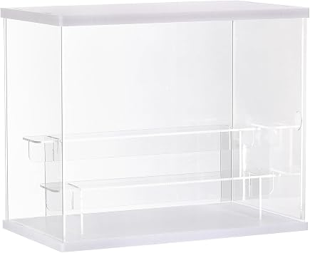 MECCANIXITY Clear Acrylic Display Case W/ LED Light 12.6x7.09x10.43 White