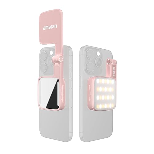 amaran Go Magnetic Phone Selfie Light,Rechargeable Portable Built-in Mirror LED Phone Light for Selfie,Makeup,Video Conference,TikTok (Pink) - Pink