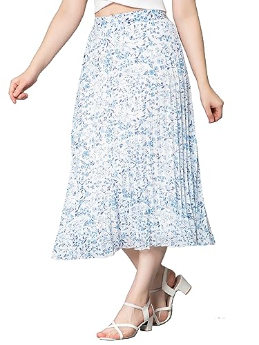 Image of NUEVOSDAMAS Floral Printed Pleated Navy /Multi Skirt