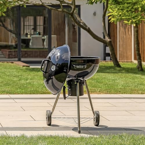 KOALZ Premium Charcoal BBQ 22.5 | Portable Kettle Enamel Barbecue | Temperature Gauge | Airflow Vents | Extra Large Wheels | Removable Ash Catcher | Storage Shelf | Large Cooking Grill | Black