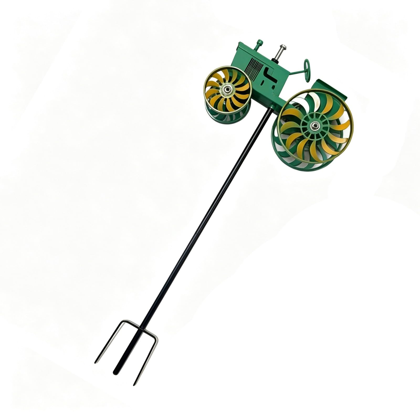 Garden Wind Spinner Green Windmill Stake Decoration with Rotatable Yard Ground Windmill for Front Yard Metal Ranch Wind Spindler