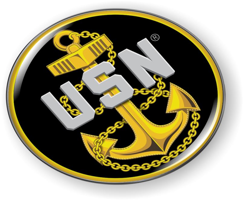 Image of BestLicensePlateFrames - U.S. Navy Chief Fouled Anchor USN 3D Domed CAR Emblem Badge Sticker Flexible - Official U.S. Navy Licensed Product