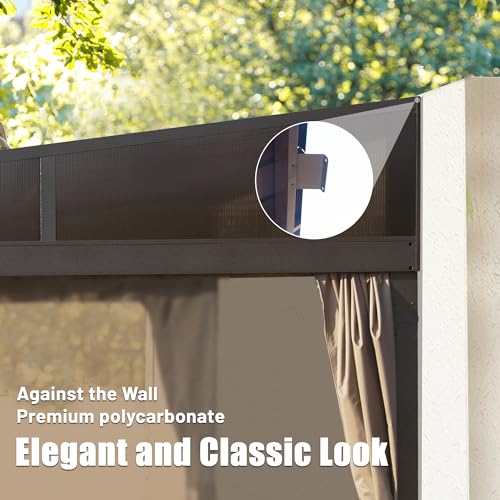 Domi Outdoor Living 1611-0316 Domi 12X14Ft Lean To Gazebo, Outdoor Hardtop Wall Mounted Gazebo With Sloping Galvanized Steel Roof, Durable Aluminum Frame thumb #5