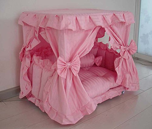 Princess Pink Pet Dog Handmade Bed House+1 Candy Pillow (M) - Image 4