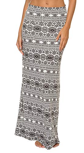 Women's Boho Flod Over Long Maxi Skirt Elastic High Waisted Long Skirts for Women3