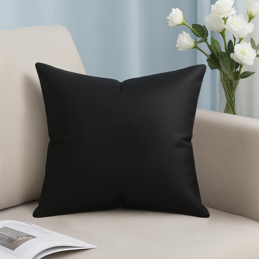 Kuber Industries 16x16 Inch Microfiber Cushion for Sofa | Washable Soft & Fluffy Sofa Cushion for Bedroom and Home Decor | Square Shape - Black
