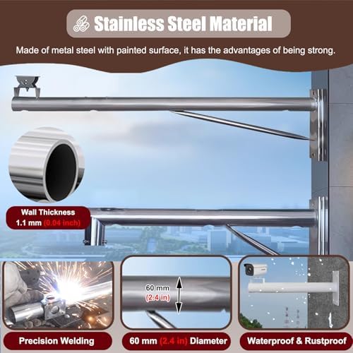 Wall Mount Security Camera Pole Tall Surveillance Brackets Detachable Metal Wide View Monitoring Outdoor Floor Mount,Universal Outdoor Wall-Mounted Security Cam image 4