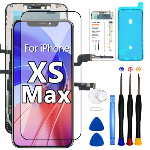 AMZDIGI iPhone Xs Max LCD�t���p�l����ʌ����C���A�t��HD LCD�f�B�X�v���C�^�b�`�X�N���[���A�Z���u���C�݊����̂���iPhone Xs Max�t���p�l�������C�� +�����e�i���X�L�b�g�H��t�����i6.5�C���`�j