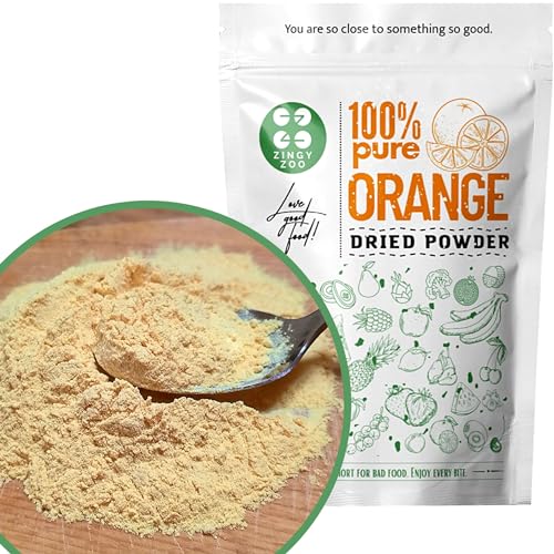 Naranja Deshidratada en Polvo | 100% Natural Naranja Seca | Fruta Deshidratada Sin Azucar Fruta Seca | Vegana Cruda 100% Fruta Pura en Polvo | Dried Orange Fruit Powder | ZingyZoo (polvo fino)