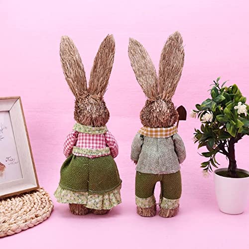 gazechimp Coelho de palha fofo com cenouras Coelhinho da Páscoa Decorações de Páscoa Ornamento de ca