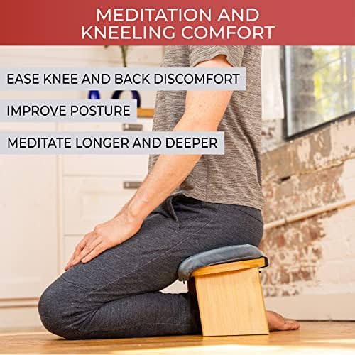 Florensi Meditation Bench - Bamboo, Foldable & Ergonomic Meditation Stool - Sturdy Prayer Bench with Meditation Cushion, Comfortable for Kneeling or Sitting - Perfect for Deeper & Longer Meditation