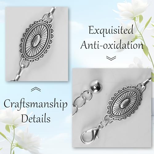 Western-Metal-Concho-Belt for Women Silver Cowgirl Chain Belts Adjustable Boho Waist Links Belt4