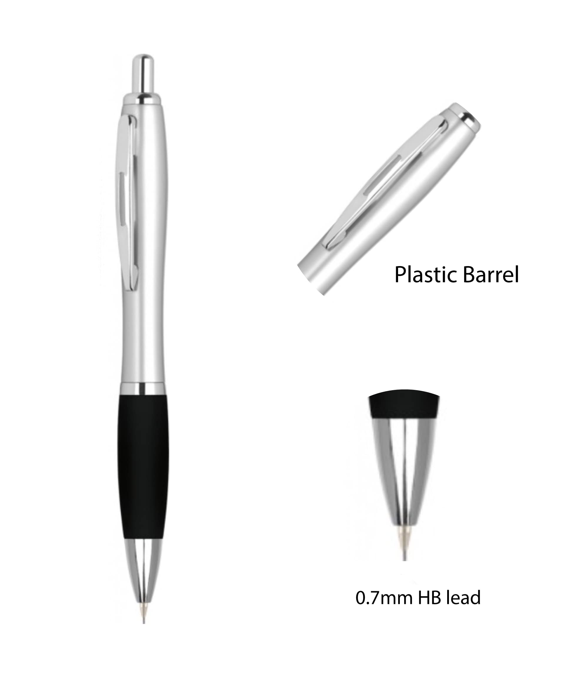 stika.co Contour Argent Silver Black - Matita e penna meccanica: fai una dichiarazione con stile e comfort (set da 40, solo matita)