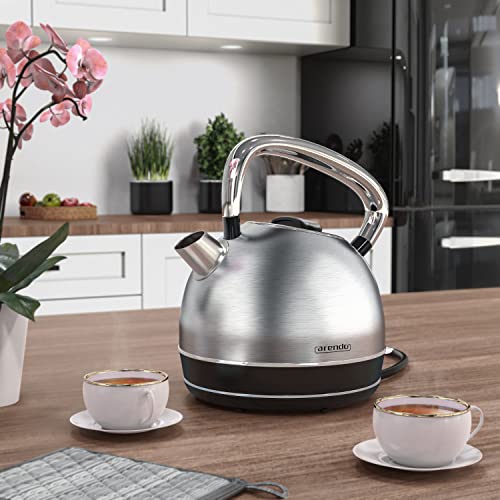 Arendo Retro Edelstahl Wasserkocher Vintage Design mit 1,7 Liter Füllmenge