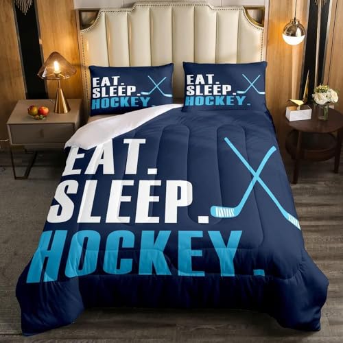 Image of Feelyou Ice Hockey Bedding Set Toddler Size 3Pcs for Boys Girls Women Men