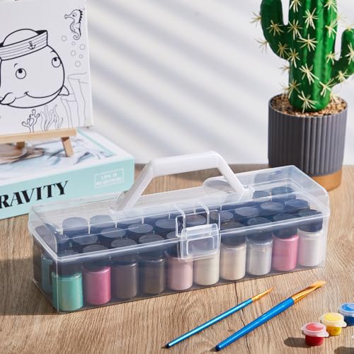 Image of MotiMind 2 Pcs Acrylic Paint Organizer Mica Powder Storage Case Pigment Powder Organizer for 0. 35 Oz /10g Mica Bottles, Holds up to 30 Bottles for Model Paints, Nail Polish & Craft Supplies Holder