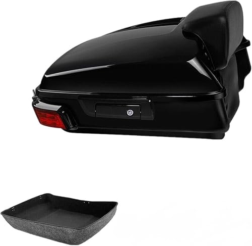 Miniatura 15 de TCMT Pestillos negros picados para motocicleta, maletero con respaldo compatible con Harley Davidson 2014-2025 Touring CVO Road King Road Glide