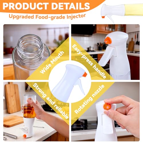 Olive Oil Sprayer for Cooking, 2-in-1 Oil Dispenser with Dual Nozzles 200ml Oil Bottle for Air Fryer, BBQ, Roasting, Baking, Grilling and Salad Dressing, Kitchen & Outdoor - Image 4