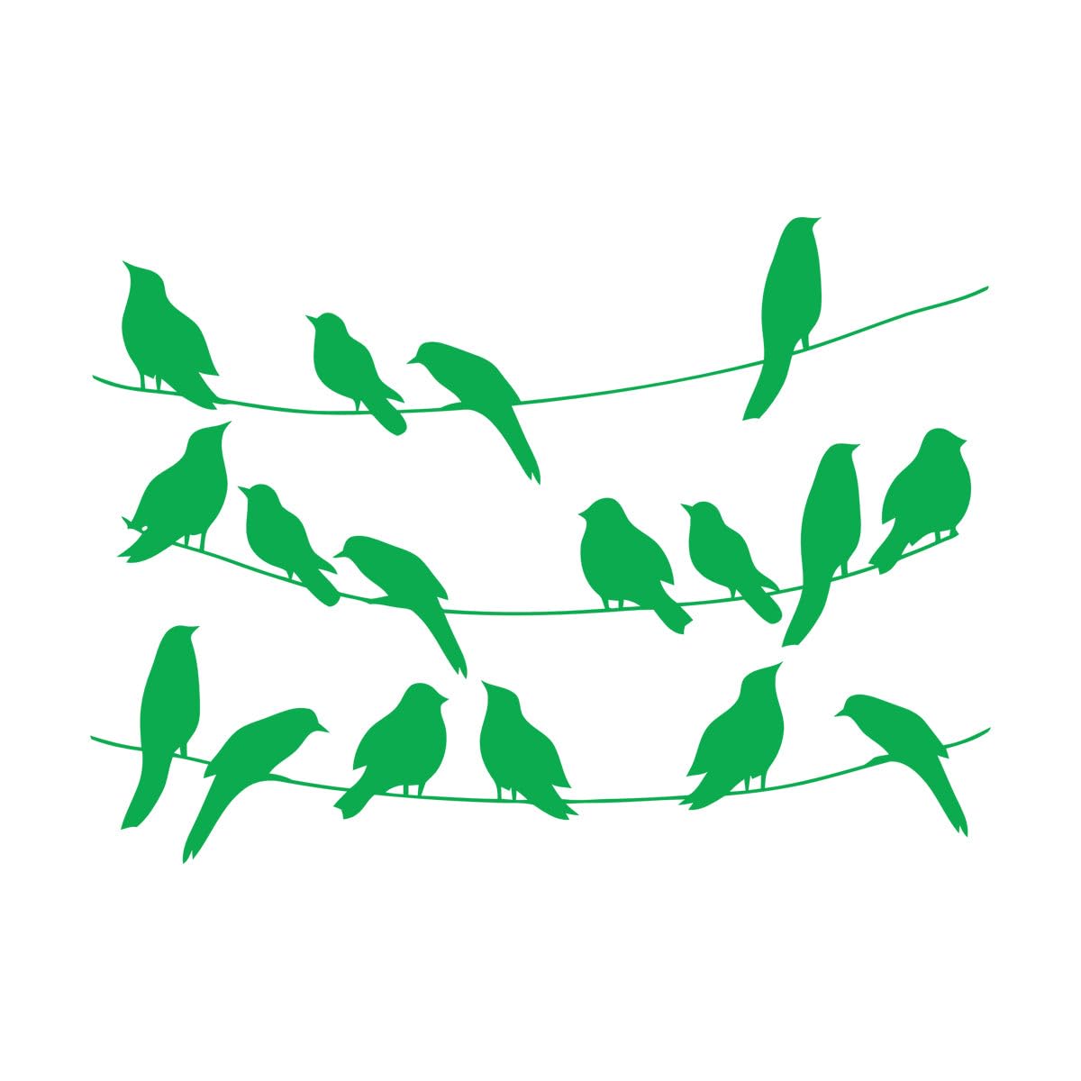 Lettering Decals Birds on the Wires Natural Animal 81x111.5cm Self Adhesive Extra Large Green