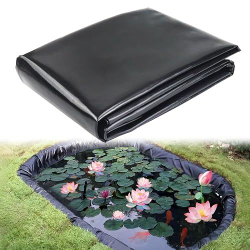Qcdou Teichfolie, 2mx 2m PVC teichplane, Schwarze Plane, Gartenteich Teichplane, Wasserdicht und Wetterbeständig, Dichtungsfolie Teichmembran für Fischteiche, Wasserfall Pool, Brunnen
