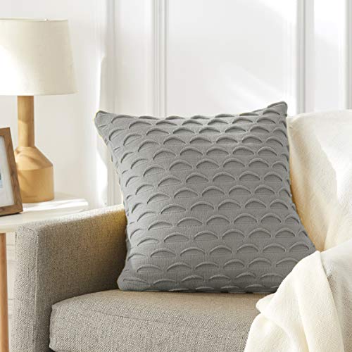OMMATO Housses de Coussin 45x45 cm Coton Décoratif Carré Housses de Coussin pour Canapé de Chambre Salon 1 Pc Gris Cover