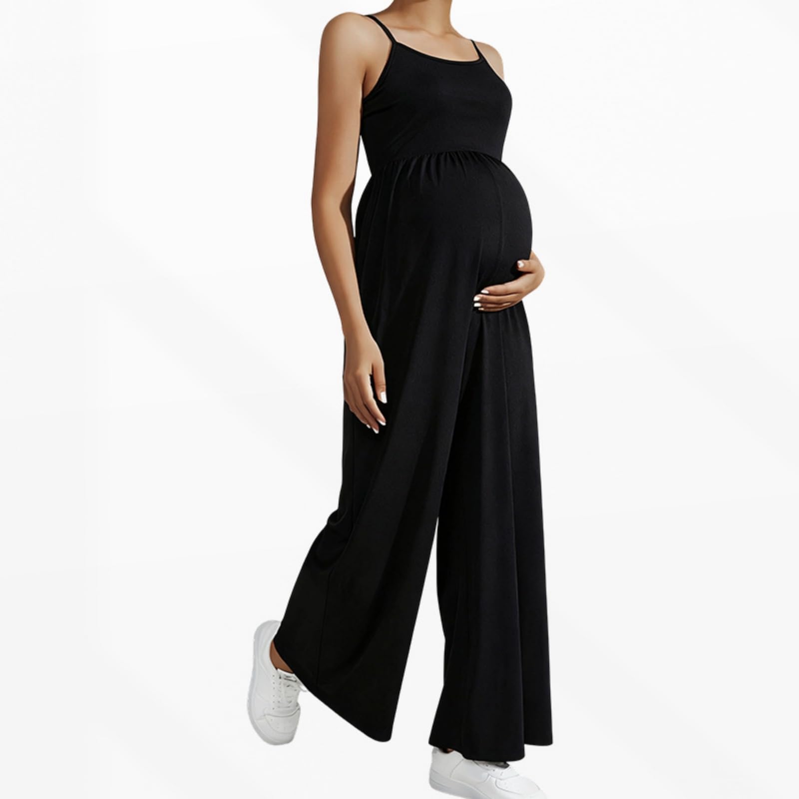 Salopette Premaman Donna S-XL Elegante Moda Scollo a U Tuta Premaman Donna Pantaloni Larghi Lunghi Comoda Jumpsuit Playsuit Overall Gamba Larga Casual per maternità