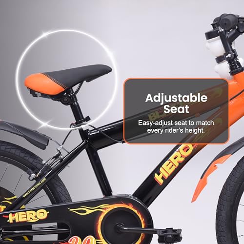 Image of Hero Blast 20T Single Speed Bicycle for Kids | Black-Orange | Rigid | Caliper Brake | Steel Frame : 12Inches | Rider Height : 3ft 8 inch - 4ft 5 inch | 95% Pre-Assembled(Ready to Ride in 5 Mins)