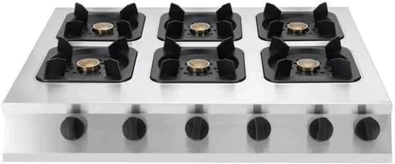 Multi-Burner Countertop Gas Stove,4.2KW High-Power Cooktop,with Stainless Panel and Flame Failure Protection,for Restaurants Food Trucks Events(Lpg,6 burners)