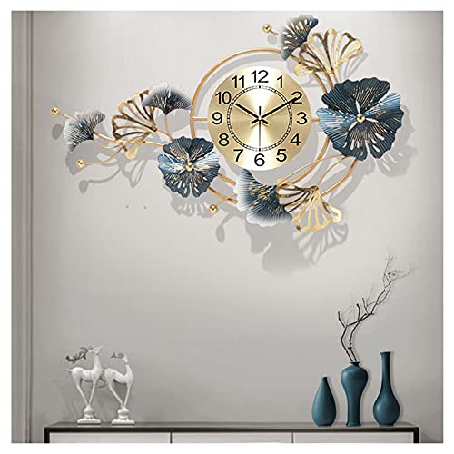 Horloge murale moderne haut de gamme en métal ginkgo décoration artistique de salon