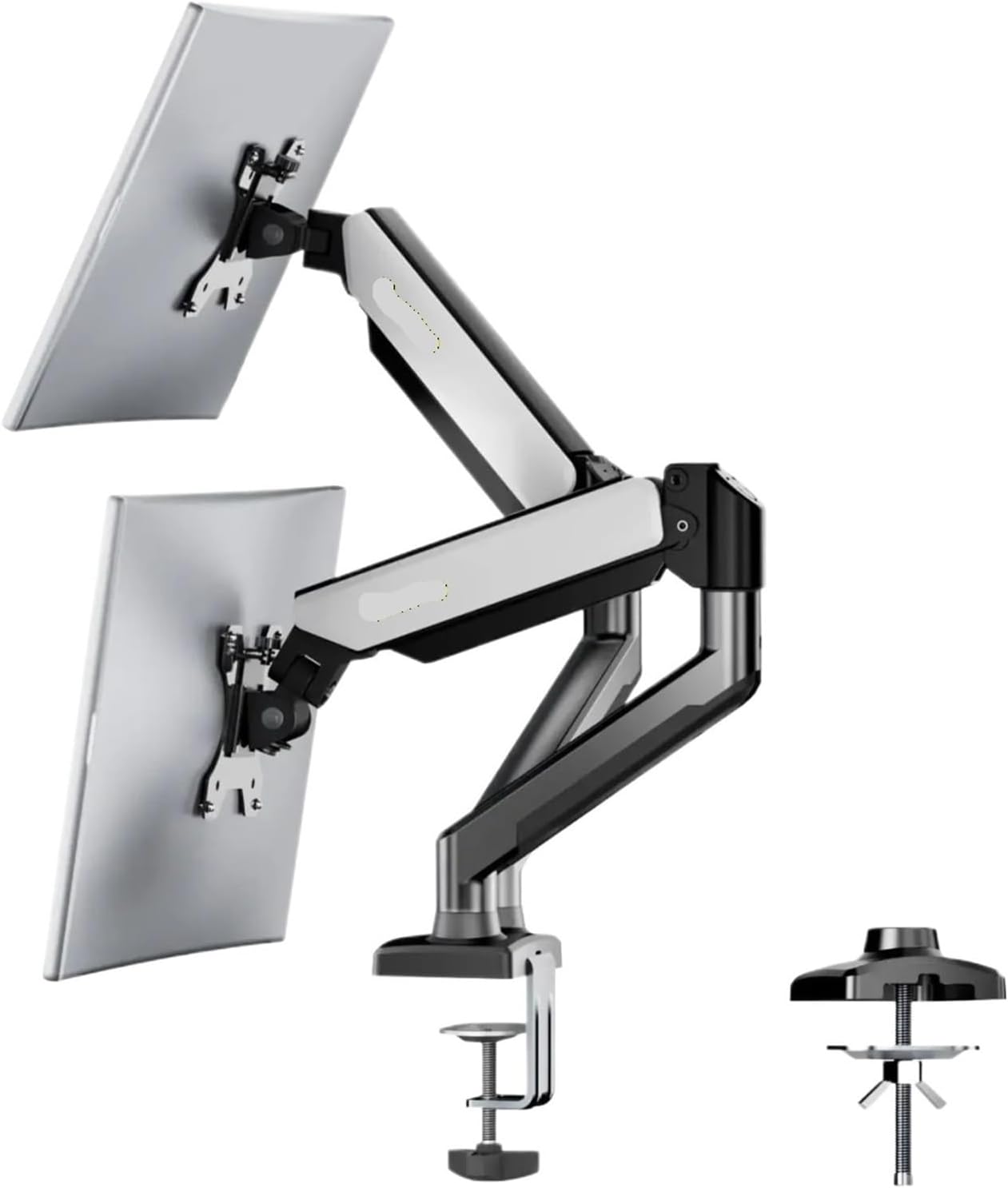 Compatible for Dual Monitor Arm, Flexible Adjustment with C-Clamp & Grommet Mount, Easy Install