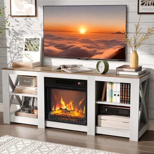 VINGLI Fireplace TV Stand up to 70 inch TVs, Farmhouse