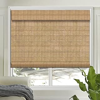 LETAU Wood Window Cordless Shades Blinds,Bamboo Light Filtering Roller Shades,Pattern 12