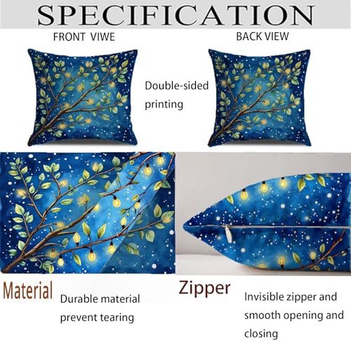 Housse coussin 70x70cm Noël velours taie oreiller bleu foncé imperméable - 5